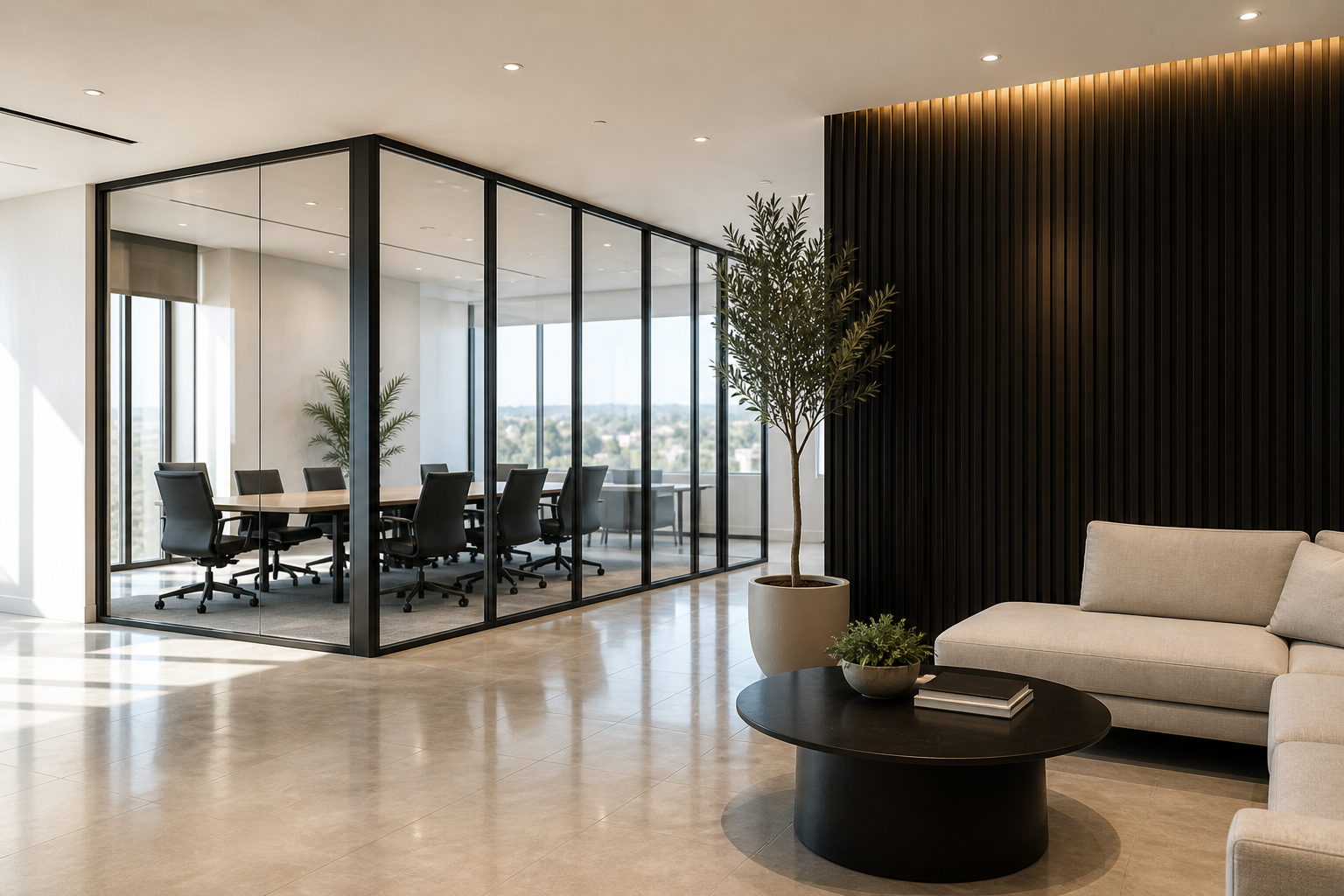Modern clean office reception and meeting room